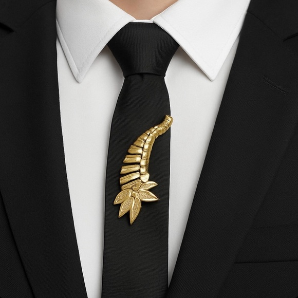 Vintage Gold-Tone Brooch - Unisex - Fern Frond or Cornucopia-Inspired - Picture 10 of 12